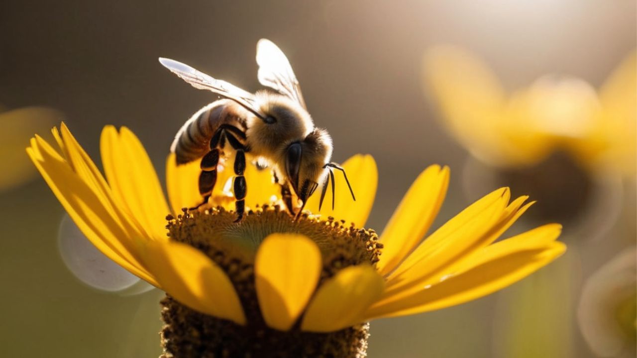 bee on flower before fata sting